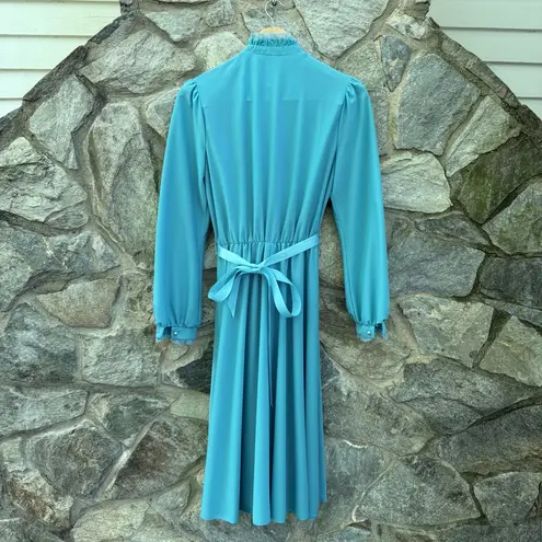 Vintage 70s Western Prairie Dress Blue Size M