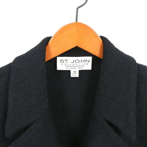 St. John Lace Trim Lace-down Back Long Buttoned Santana Knit Jacket 12
