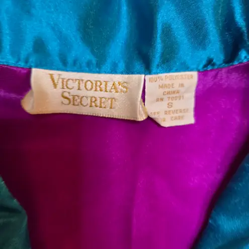 Victoria's Secret  Satin Pajama Set in Purple and Teal thumbnail 3