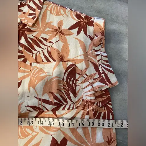 NWT Coastal Comfort Size S Pink Tropical Linen Short Sleeve Button Down Shirt