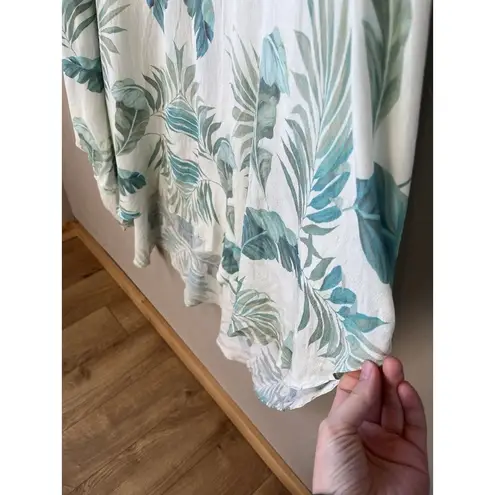 Vacances Beach Swim Coverup Palm Leaf 100% Silk Cream Caftan kimono resortwear Blue Size undefined