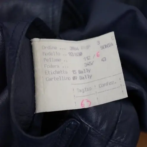 Bally Of Switzerland Leather Italian Made Navy Vintage Jacket Size 8