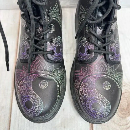 Yin Yang Mandala Chakra Combat Boots Lace Up Vegan Dream Catcher Boho Whimsigoth Size 11