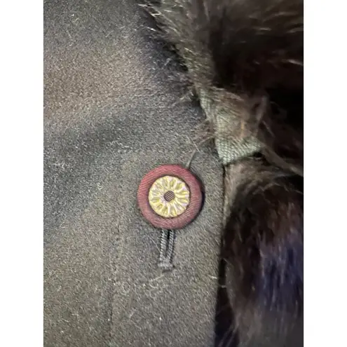 Vintage Peplum Jacket Womens S? Used Black Lined Fuzzy Collar