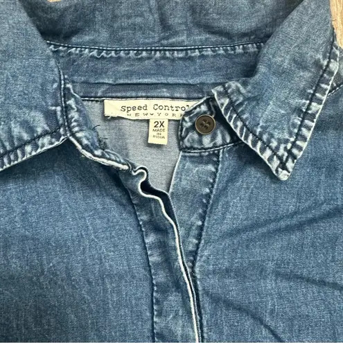 Speed Control Women’s Plus Denim Button Down Dress/Tunic Size 2X Blue