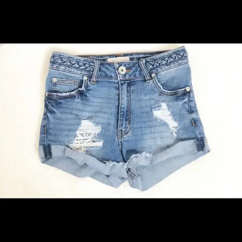 Band of Gypsies  Braided Distressed Denim Shorts