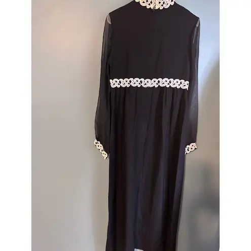 1960s Modette Vintage Mod Black Long Sleeve Sheath Dress