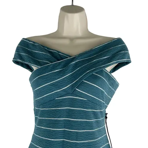 Privacy Please Bandini Off Shoulder Mini Dress Teal White Size S