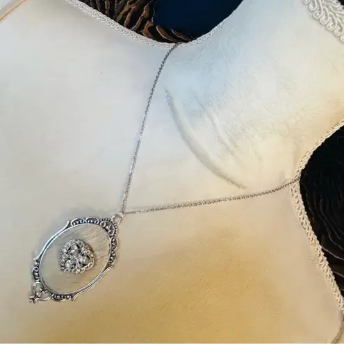 Handmade Handcrafted cowhide vintage gem cameo pendant on chain necklace