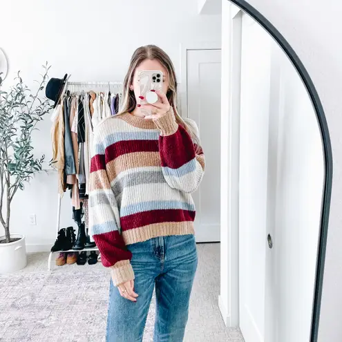 BAUM UND PFERDGARTEN Courtney Autumn Tan Striped Pullover Sweater Size XS