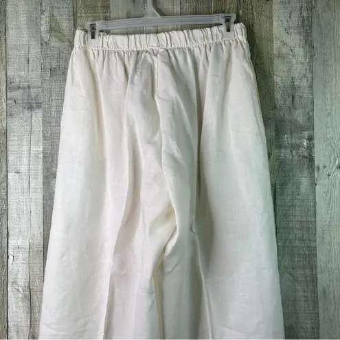 Bryn Walker Bryan Walker Large Linen Cream Color Cropped Pants w/Pockets Stretch Waistband