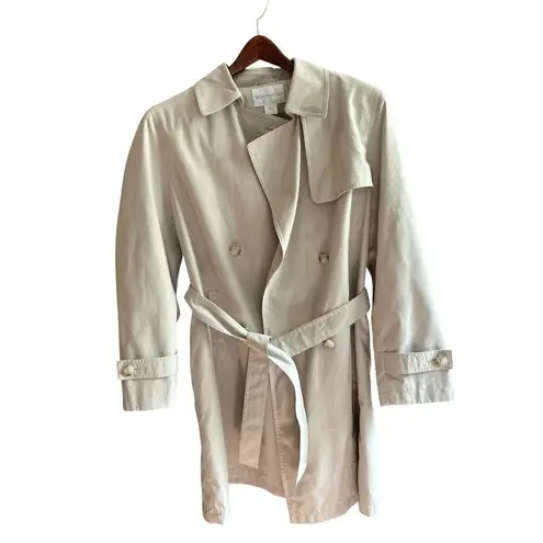 Worthington  Women's Ivory Trench‎ Coat Size S Double-Breasted Belted