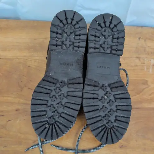 M. Gemi Italian Made Black Leather with Shearling cuff Alpine Fashion Boots 40 Size 9