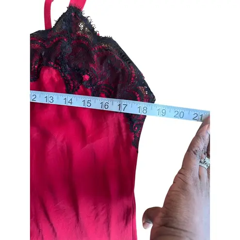 Women's Silk Sleepwear 100% Silk Slip Red Chemise Lace Trim Slip Dress Size M Size M