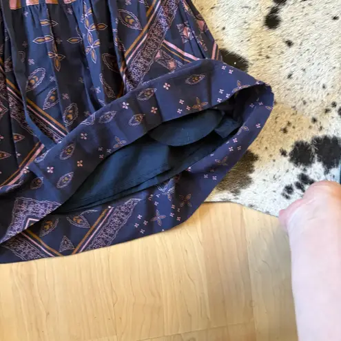 XIRENA Southern Blue Paisley Print Saskia Drawstring Mini Skirt Size Small