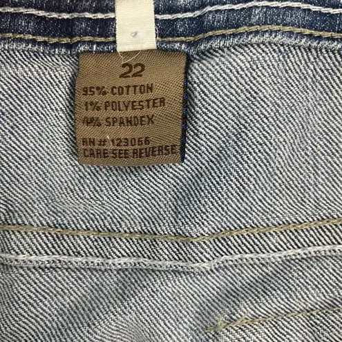 Cute 5ive Jean Shorts Denim Bermuda Shorts Womens Embellished Pockets Sz 22 FLAW Blue