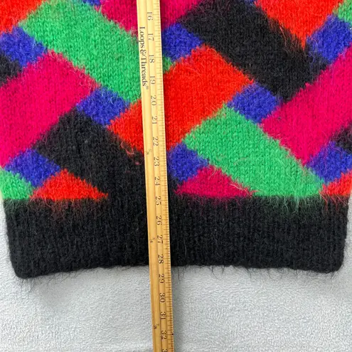 Classiques Entier Vintage Classiques Fuzzy Mohair Blend Colorblock Sweater 80s Bold Geometric M
