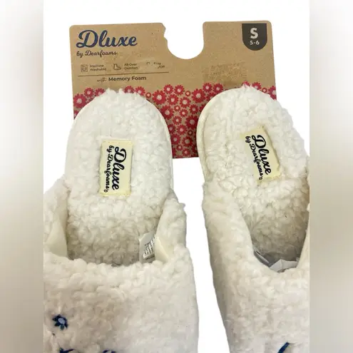 Deluxe by Dearfoams Mom Life Slippers White Sherpa Memory Foam Size Small 5