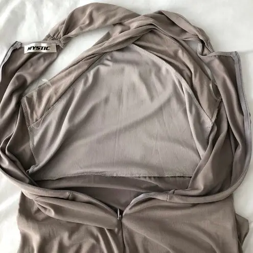 Mystic New Asymmetric Halter Bodycon Dress Twisted Wrap Neck Sleeveless Taupe