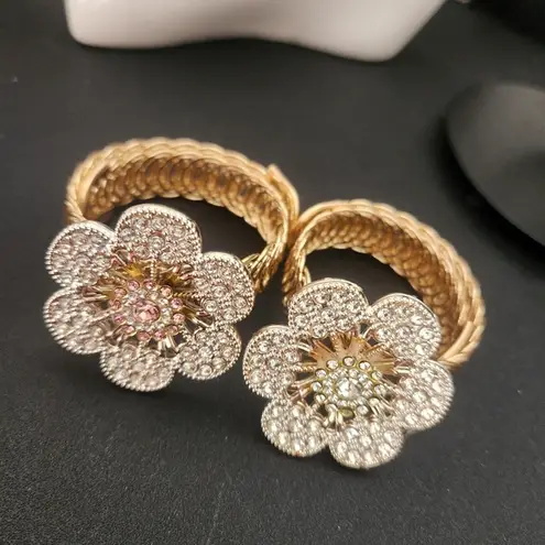 Gold with CZ Stones Flower Arm Bracelets
