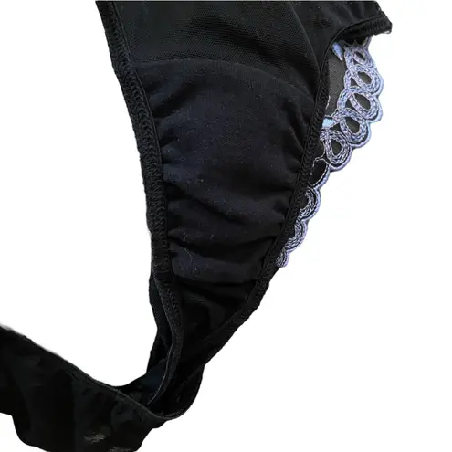 Susan Lucci Y2K Black Blue Whimsygoth Witchy Lace Sheer Lingerie Corset Bustier