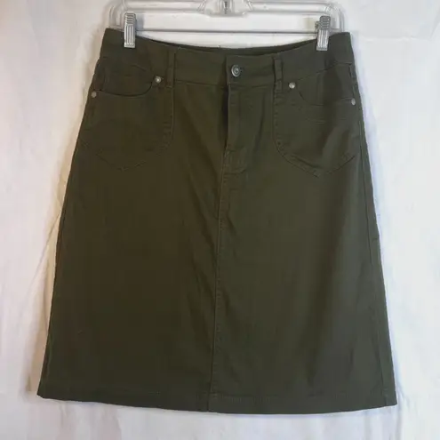 Christopher & Banks Cotton Straight Skirt NWT Green Cotton Western Flair Size 4