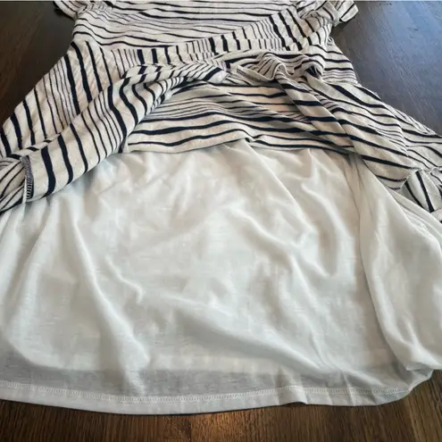 Maeve Anthropologie  Abstract Stripe Dress navy and white - Small