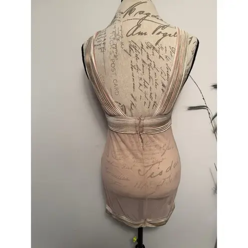 La Perla Silk Mesh Lingerie Slip Size S V-Neck Sheer Beige Sexy Intimate Boudoir