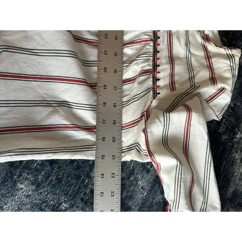 A loves A Embroidered Peasant Blouse Button Back Red/White/Blue Women Small Boho