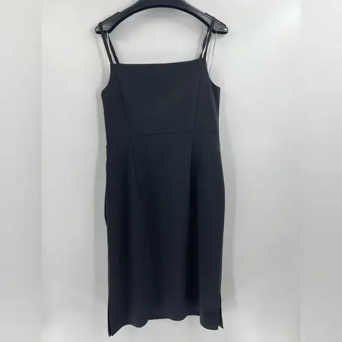 COS  Wool-Blend Slip elegant classic simple midi black Dress size 6