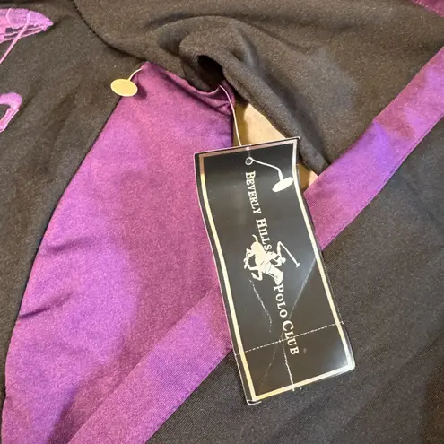 Beverly Hills Polo Club NEW Black Purple Zip Up Track Jacket Women's M Logo Y2K