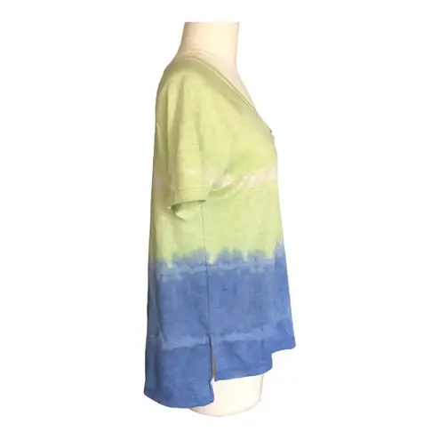 Maroni NWOT Women’s Lime And Blue Tie Dye VNeck Oversized Tee SM Green