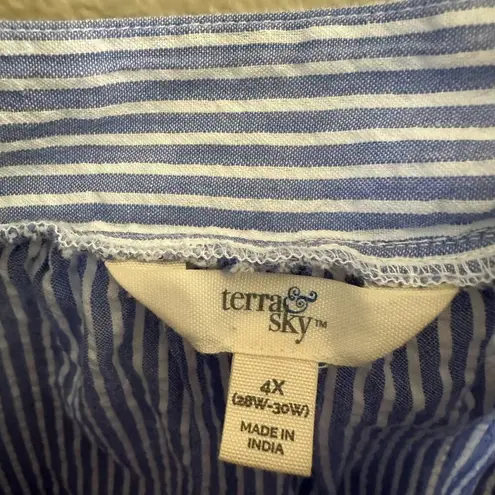 Terra & Sky  Blue Striped Blouse   Size 4X