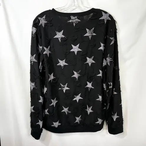 Roberto Cavalli XL Top Black Star Distressed Italy David Rose Grunge Goth 1416