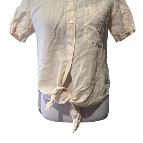 Theory  Tie Front Top Women Size P Hekanina Linen Clean Girl Minimalist Normcore