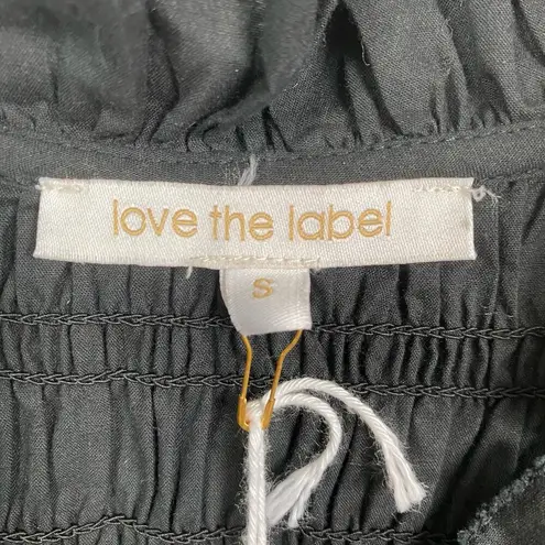 Love The Label Anthropologie Black Smocked Puff Sleeve Blouse Sz.S NWT