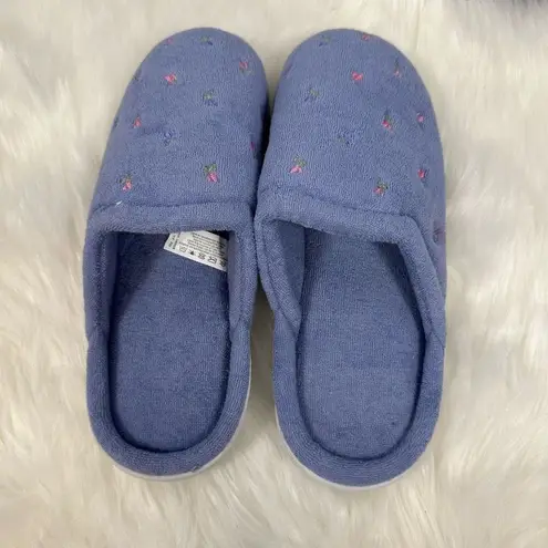 Isotoner Slippers Secret Sole Embroidered Floral Clog Slippers Periwinkle 7.5-8