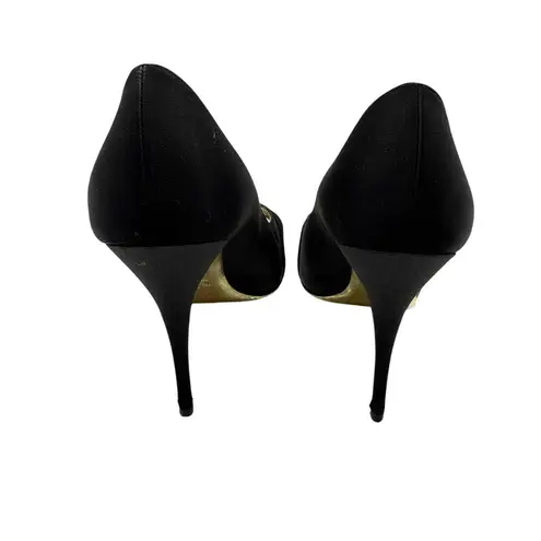 Valentino Garavani Black Satin Bow Peep-toe High Heels Size 38.5