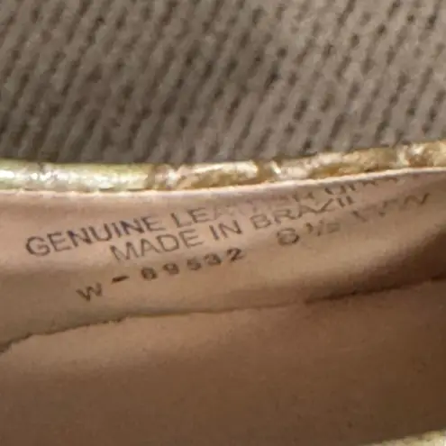 Walking Cradles Gold Snakeskin Texture Ballet Flats Size 8.5 WWW Yellow