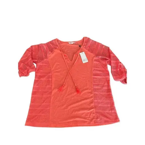 Kaktus Plus Solid 3/4 Sleeve With Mesh Sleeves Coral size L Orange Size L