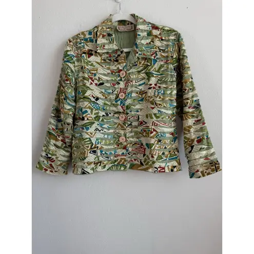 Life Style Women's Shirt Jacket Rag Striped Button Up Colorful Petite M Artsy Size undefined