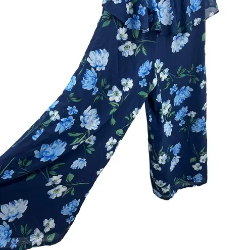 Yumi Kim Blue Floral Jumpsuit Lightweight Sleeveless Peplum XS New
