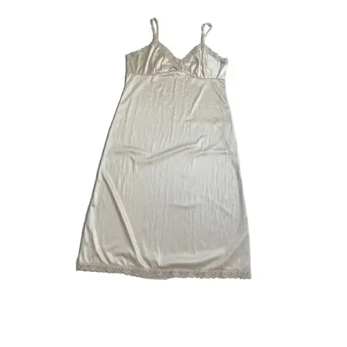 L’eggs Slip Nightgown Ivory Lace Dress Beige Size S Size M