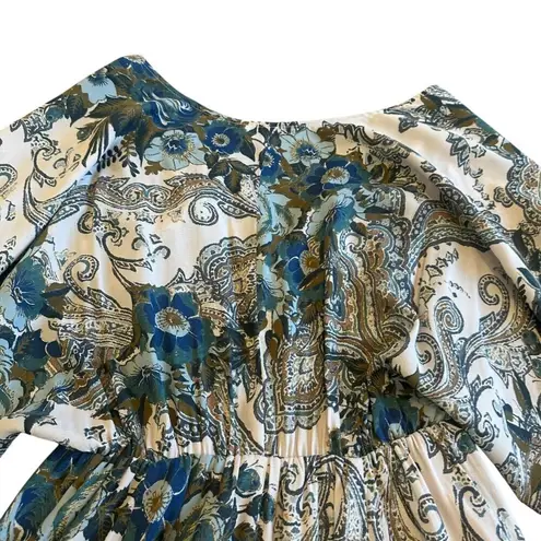 Free People  Bold Bohemian Print Mini Dress Flowy Wide Sleeves Size XS Women's