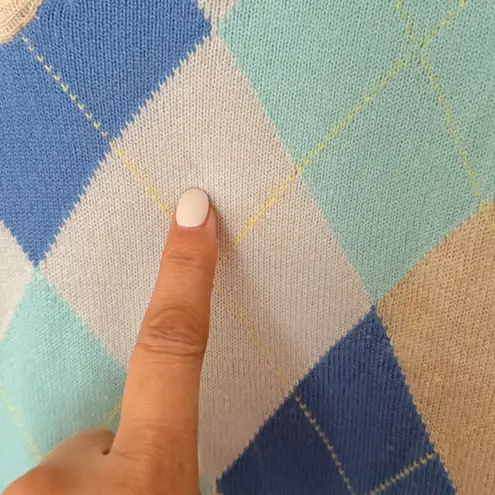 Ny&co New York & Sz MCo. Tan Beige Argyle V-Neck Sweater Relaxed Everyday Layer Sz M - Image 8