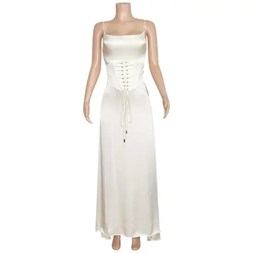 Elliatt Evangeline Corset Satin Gown, Ivory, XS