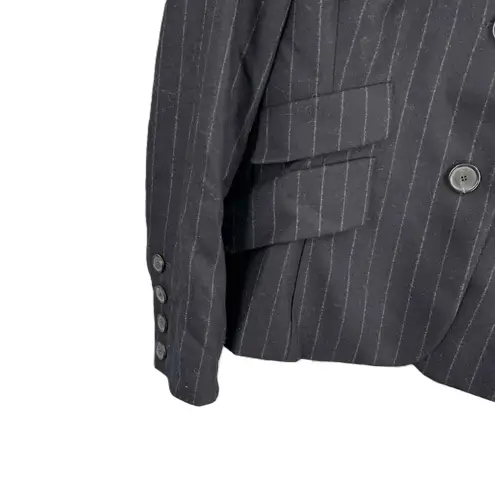 Akris Punto Womens Blazer Wool Black Gray Pinstripe Notched Lapel Size 6 Office