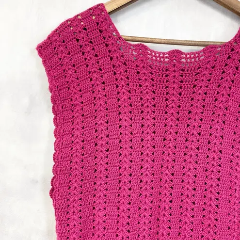 Handmade Womens Crochet Sleeveless Sweater Size Medium Boho Feminine Cottage