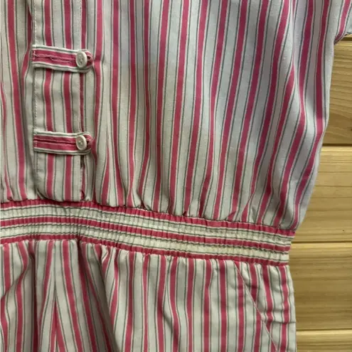 Vintage 60’s Alternating Current Size Medium Pinstripe Collared Romper Pink