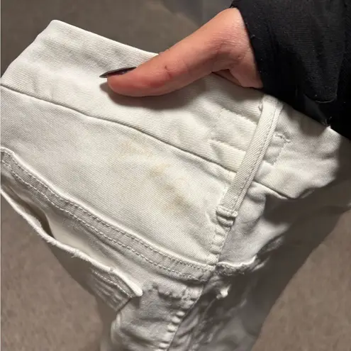 Mother Jeans Looker Ankle Fray Little Miss Innocent White